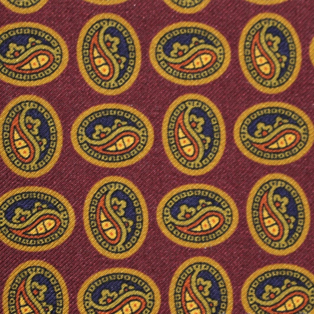 HTL 7025 - Large Paisley Sky W/Gold - Huddersfield Textiles